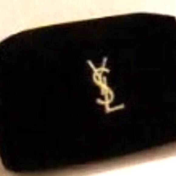Yves Saint Laurent Trousse Black Gold Velvet Bag Pouch Wristlet Gold YSL NWT - Picture 4 of 4